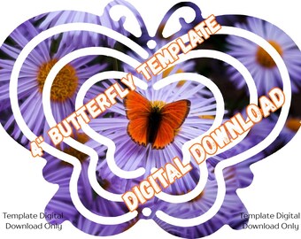 4" Butterfly Wind Spinner Template | Sublimation PNG, PDF Bundle + PSD Mask | Canva Overlay, Photopea 4"x3" Canva Frame Drag and Drop