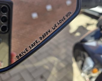 Drive Safe We Love You Car Mirror Sticker | Motorbike Safety Decal | Thoughtful Gift for Him Her | Car Accessories UK | Small Reminder Decal