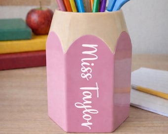 Personalised Teacher Pencil Holder | Custom Teacher Name Desk Organiser | End of Term Teacher Gift | Teacher Appreciation Gift