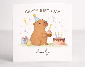 Personalised Capybara Birthday Card | Kids Name Card | Animal Lover Gift