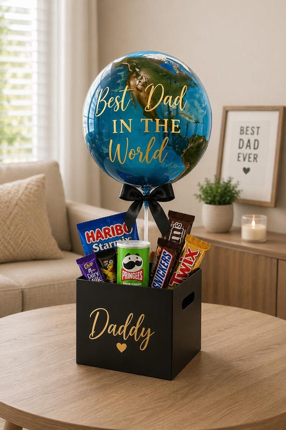 Personalised Father’s Day Balloon Gift Box | Best Dad In The World Balloon | DIY Gift Kit | Dad Birthday Gift | Unique Gift For Him