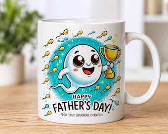Funny Father’s Day Mug | “From Your Swimming Champion” Mug | Cheeky Dad Gift | First Father’s Day Gift | Novelty Dad Coffee Cup 11oz