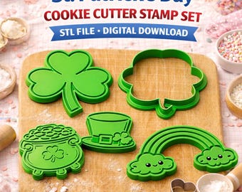 St Patricks Tag Cookie Cutter Stempel Set Stl-Datei digitaler Download