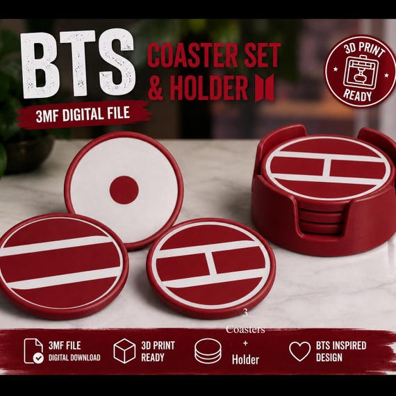 Arirang symbol coaster set BTS inspired. 3MF digital file
