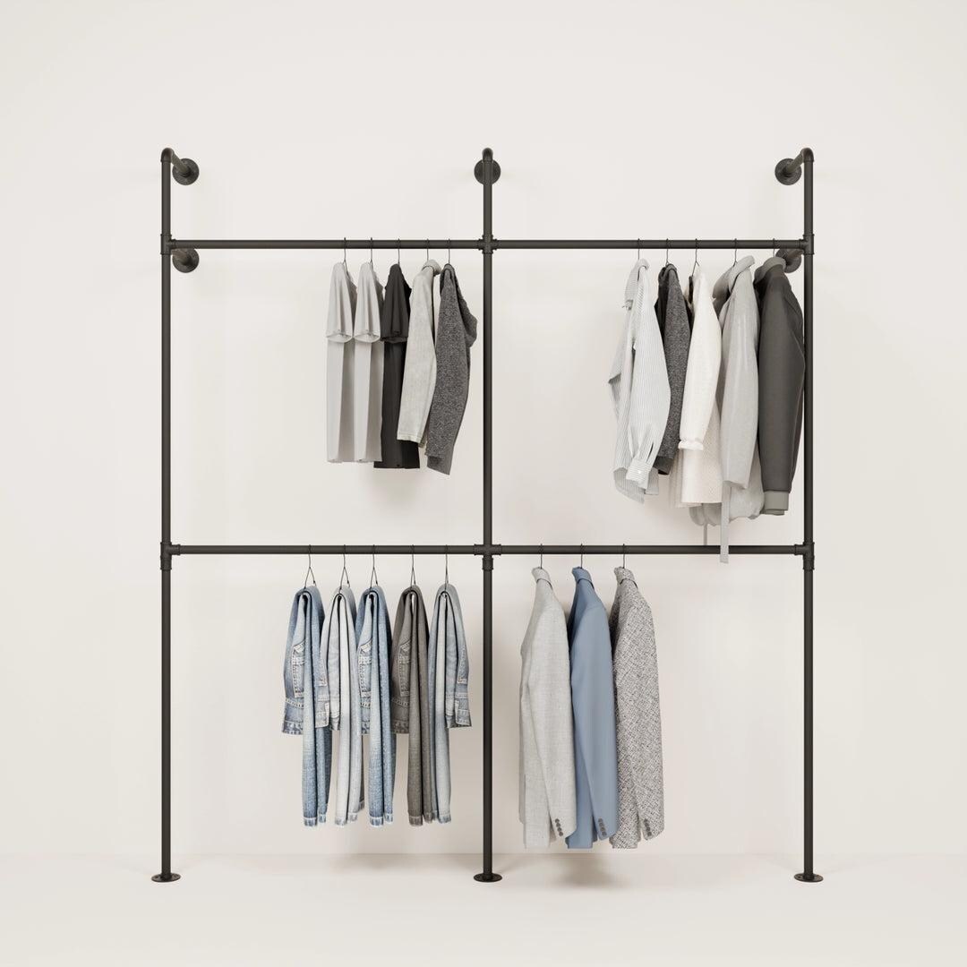 2x2 Racks Industrial Pipe Garment Rack | Black | Wall Mounted | Matte Coated ...