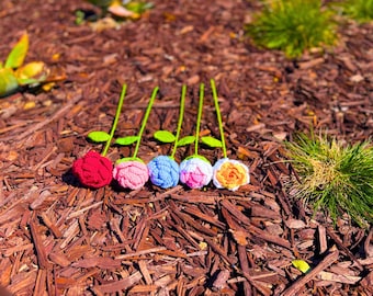 Crochet Flowers Bouquet Handmade, Finished Product, Rose,Tulip,Cosmos for Anniversary, Birthday,Graduation, girlfriend mom love forever gift