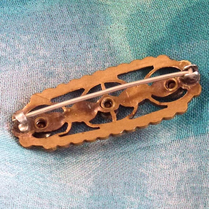 Vintage Red Rhinestone Brooch: Victorian Floral Pin image 2