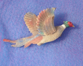 Vintage Figural Pheasant Bird Brooch Pin with Patent Number