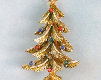 Vintage Rhinestone Christmas Tree Brooch Pin signed by ART