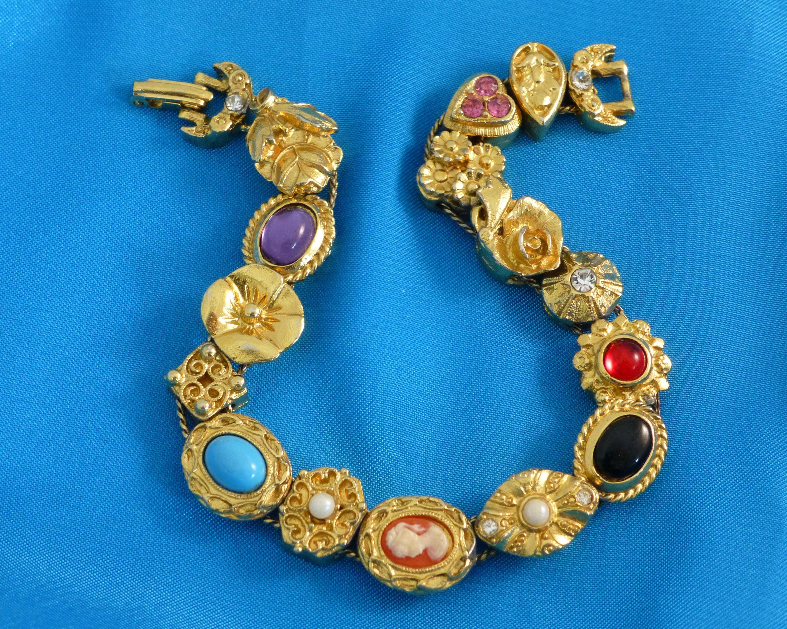アクセサリー hc USA vintage goldette bracelet Goldette Mesh Interwoven Link Bracelet with Safety Chain