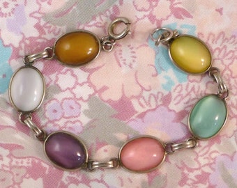 Vintage Multi Colored Cabochon 7.5" Bracelet