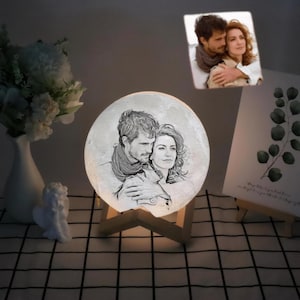 15cm Personalized Photo 3d Moon Lamp with custom text, RGB LED Lunar night light, Moonlight , Couples gifts, Birthday gifts, Christmas Gifts