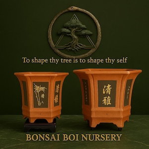 Pair of Handcrafted Bonsai Pots – Japanese-Inspired Terracotta Planters | 12&quot; & 9&quot; | Bonsai Boi Nursery | Pair of Plant Pots