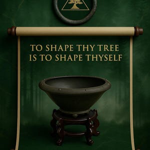 Handmade Bonsai Pot – “The Sentinel Vessel” | Round 9” Dark Clay Planter with Drainage | Artisan Bonsai Container