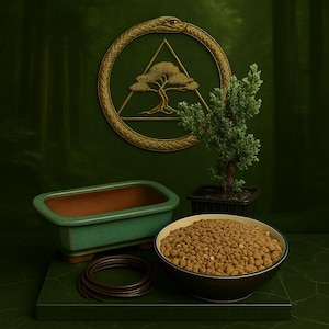 The Initiate – Bonsai Tree Starter Kit | Juniper Sapling, Ceramic Pot, Premium Akadama Soil, Wire, Mesh | Bonsai Boi Nursery