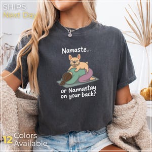 Dog Yoga Shirt, Funny Namaste Design, Cute Labrador Tee, Cartoon Dog Lover Shirt, Comfort Colors C1717, Yoga Gift for Women