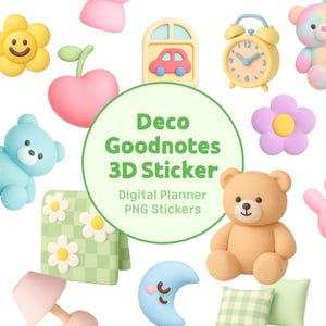 Naklejki 3D do planowania wnętrz Deco | Cyfrowy planista GoodNotes PNG
