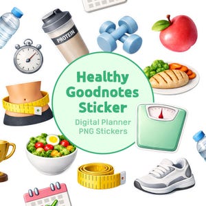 Pegatinas digitales saludables / Planificador de ejercicios, Seguimiento de pérdida de peso / Diario GoodNotes para iPad
