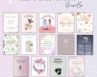 Self-Improvement Bundle | 14 Planners, Journals | Personal Growth Bundle | Self-Growth Planner | Mindset Journal | Manifestation | Abundance