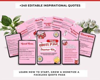 Mini Quote Page Starter Kit | Faceless Quote Page | Instagram Theme Page | Passive Income Strategy | Master Resell Rights | Theme Page Guide