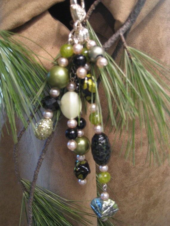Moss Green and Black Purse Charm