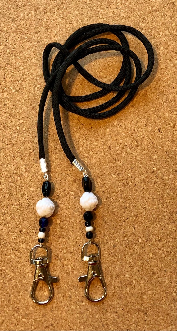 Black and White Lanyard for Mask