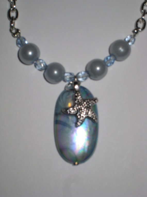 Pearlized Turquoise Necklace with Starfish