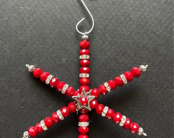 Merry Christmas Red Beaded Ornament