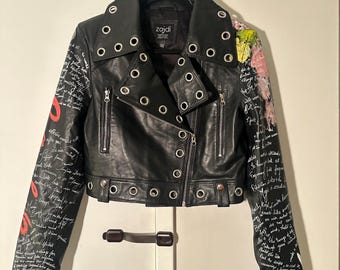 Hand-Painted Leather Jacket | Wearable Art Couture | One-of-One Custom Leather | GloriousByGill
