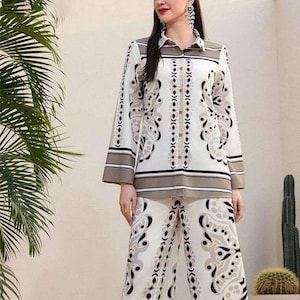 Satin Indo Western Co-Ord Set: Printed Lounge & Party Wear (XL XXL)