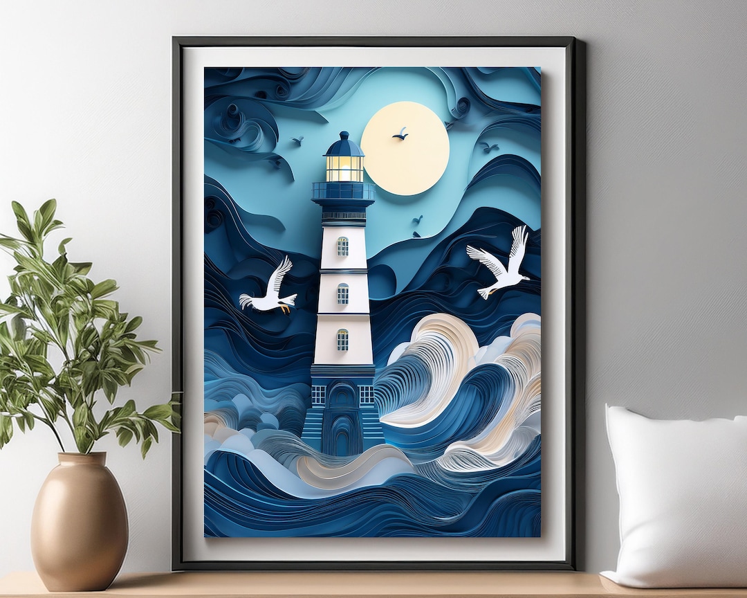 Moon & Blues Night Ocean Wall Art Moody Moonlight Seascape Photography ...