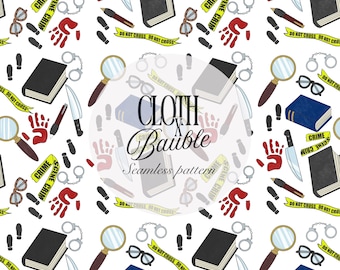 True Crime Seamless Pattern | Thriller Mystery Bookish Design |Digital Pattern High-Res Pattern for Sublimation, Stickers, Surface Design