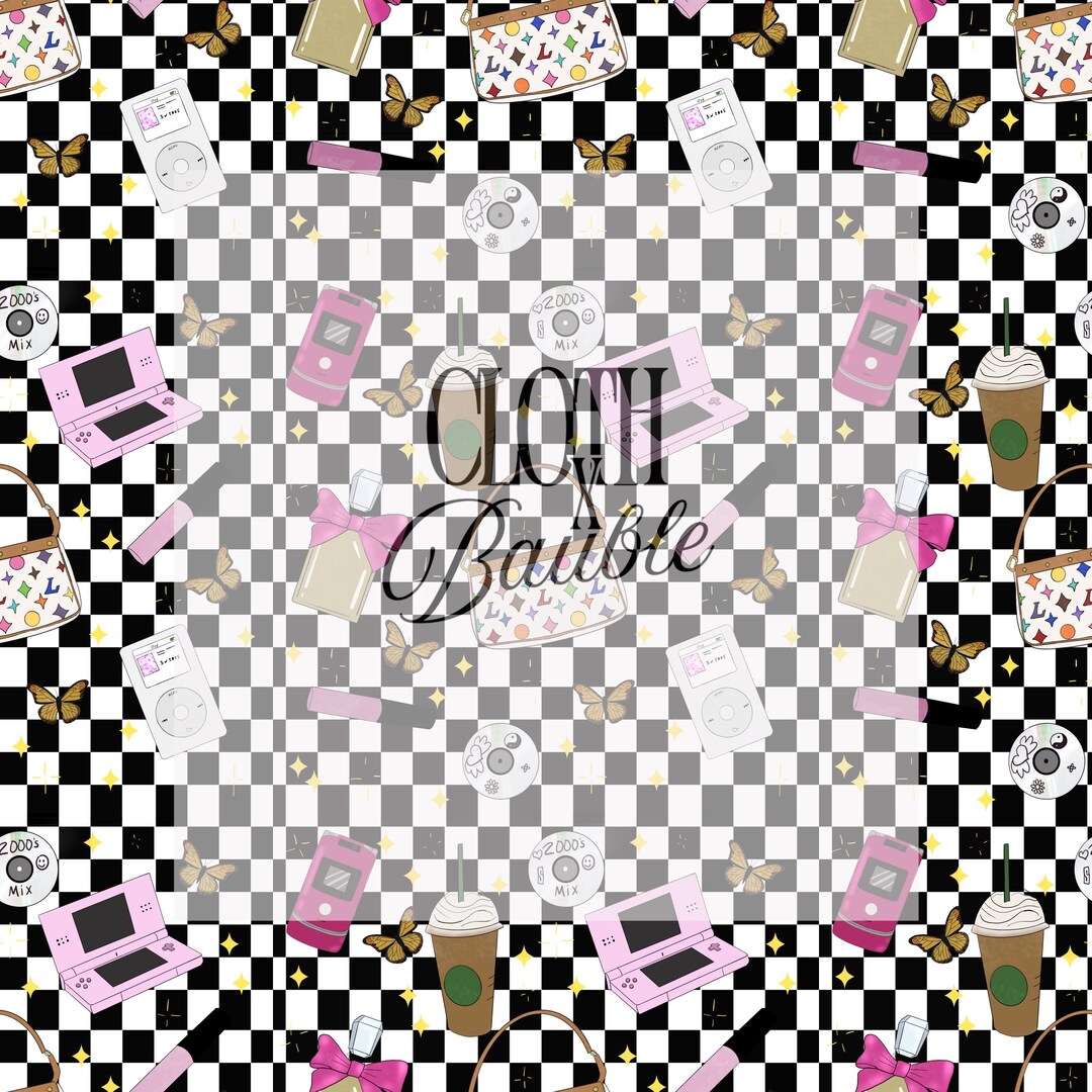Y2K Retro Checkered Seamless Pattern - Girly Seamless Pattern, Repeat ...