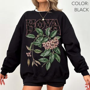 Felpa Hoya, girocollo con fiore di Hoya Carnosa, felpa botanica, felpa con pianta variegata, maglietta con piante da interno, regalo per gli amanti delle piante da interno