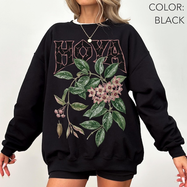 Hoya Sweatshirt, Hoya Carnosa Flower Crewneck, Botanical Sweatshirt, Variegated Plant Sweatshirt, Houseplant Shirt, Indoor Plant Lover Gift