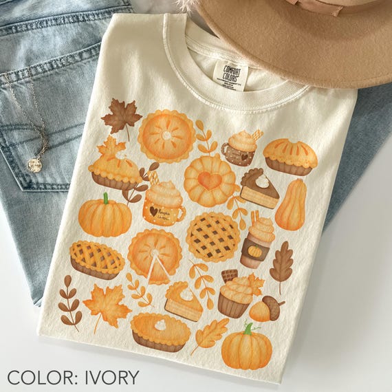 Pumpkin Pie Shirt Comfort Colors®, Autumn Dessert Tee, Fall Sweets Shirt, Pumpkin Spice Latte Shirt, Thanksgiving Gift, Cottagecore Fall Tee