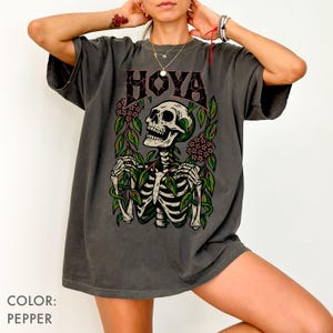 Hoya Vine Skeleton Plant Shirt Comfort Colors®, Gothic Botanical Shirt, Skull Shirt, Cottagecore Aesthetic Tee, Halloween Plant Lover Gift