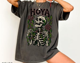 Hoya Vine Skeleton Plant Shirt Comfort Colors®, Gothic Botanical Shirt, Skull Shirt, Cottagecore Aesthetic Tee, Halloween Plant Lover Gift