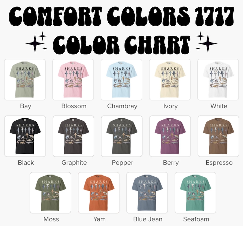 Shark Shirt Comfort Colors®, Vintage Shark Species Shirt, Marine Life Shirt, Ocean Animal Shirt, Fish Shirt, Shark Lover Gift, Aquarium Gift image 9