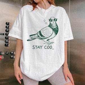 Lustiges Tauben-Shirt Comfort Colors®, Bleib Coo Tauben-Shirt, lustiges Vogel-Shirt, cooles Tauben-Grafik-T-Stück, Vogel-Liebhaber-Geschenk, humorvolles Tier-Hemd