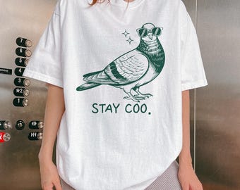 Funny Pigeon Shirt Comfort Colors®, Stay Coo Pigeon Shirt, Funny Bird Shirt, Cool Pigeon Graphic Tee, Bird Lover Gift, Humorous Animal Shirt