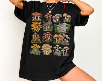 Vintage Mushroom Shirt Comfort Colors®, Woodland Fungi Shirt, Cottagecore Mushroom Tee, Botanical Shirt, Forestcore Shirt, Nature Lover Gift