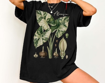 Variegated Alocasia Shirt Comfort Colors, Vintage Alocasia Plant Shirt, Botanical Illustration Tee, Houseplant Lover Gift, Plant Parent Gift