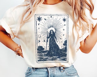 Tarot Feminist Witch Comfort Colors Shirt, Feminist Witchy Vintage Halloween T-Shirt, Witchy Vibes Feminism Shirt, Girly Shirt, Witchy Gift