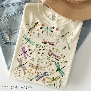 Libellen Shirt Comfort Colors®, Botanisches Insekten Shirt, Cottagecore Natur Shirt, Vintage Garten Shirt, Wildblumen Shirt, Geschenk für Insektenliebhaber