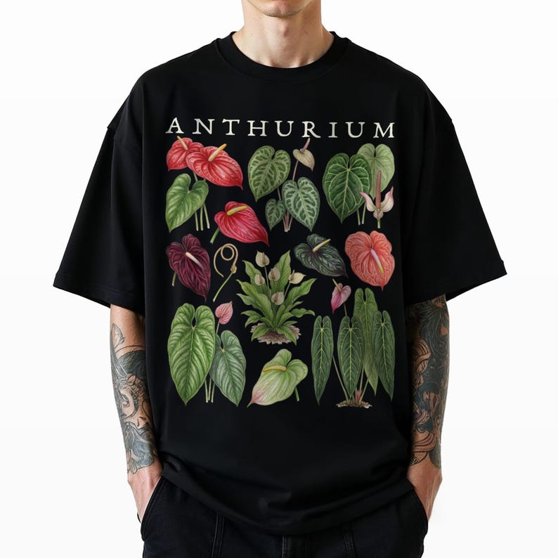Anthurium Shirt Comfort Colors®, Vintage Botanical Shirt, Tropical Houseplant Tee, Anthurium Flower Shirt, Aroid Plant Tee, Plant Lover Gift image 3
