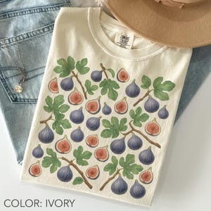 Retro vijgenshirt Comfort Colors®, shirt botanisch fruit, grafisch shirt Cottagecore Garden, cadeau vijgenliefhebber, boerenmarktshirt, foodiecadeau
