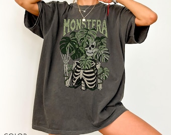 Monstera Skeleton Shirt Comfort Colors®, Gothic Botanical Plant