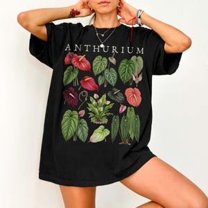Anthurium Shirt Comfort Colors®, Vintage Botanical Shirt, Tropical Houseplant Tee, Anthurium Flower Shirt, Aroid Plant Tee, Plant Lover Gift image 2
