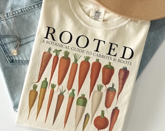 Rooted Carrot Shirt Comfort Colors®, Botanical Vegetable Tee, Cottagecore Garden Tee, Farmer Market Top, Carrot Roots Tee, Plant Lover Gift